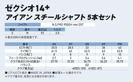 ゼクシオ 14＋ アイアン スチールシャフト 5本セット【S】《2025年モデル》_IJ-C702-S
