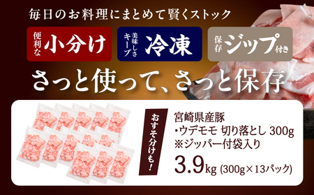 【2026年3月お届け】宮崎県産豚切り落とし3.9キロ(ジッパー付袋入り)_MJ-1574-2603
