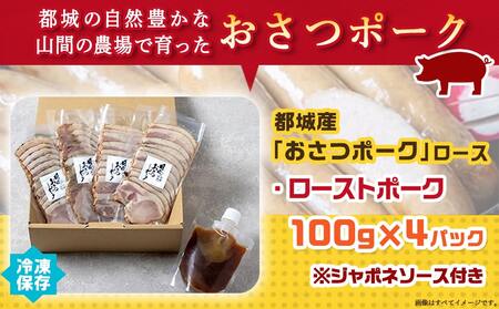 「おさつポーク」のローストポークセット_AA-D402_(都城市) ブランドポーク 豚肉 ローストポーク(100g×4パック) ジャポネソース付き 豚ロース肉 発色剤不使用 朝食 おつまみ お弁当に 豚加工品