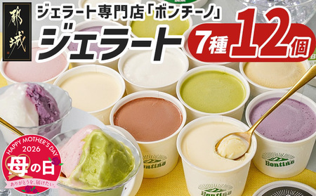 【母の日】ジェラート専門店「ボンチーノ」7種12個セット≪5月7日～10日お届け≫_MJ-1565-MG_(都城市) 母の日 ジェラート スイーツ