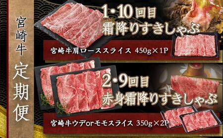 家族団らん♪宮崎牛定期便(10ヶ月) - 宮崎牛 すきしゃぶ 切り落とし ロースステーキ 焼肉 10ヶ月連続お届け 国産黒毛和牛 ブランド牛_TAC10-6502