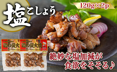 3種の味を楽しむ♪鶏炭火焼5Pセット ≪塩こしょう・塩麹・ゆず風味≫_(都城市) 国産鶏肉 3種 120g 宮崎名物 ご当地グルメ 酒の肴 簡単おつまみ 炭火焼き_AA-9205 