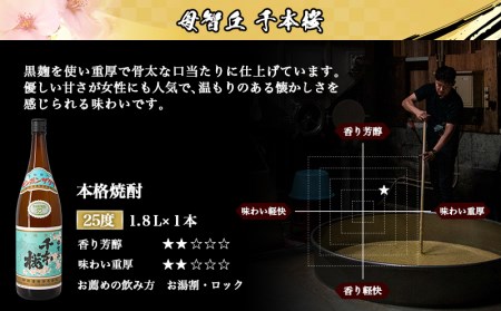 【柳田酒造】山田錦千本桜・母智丘 千本桜(25度)1.8L×2本 ≪みやこんじょ特急便≫_AC-0751_(都城市) 本格芋焼酎 熟成 お湯割/ロック/ソーダ割 伝統製法/老舗 家飲み/宅飲み 定番焼酎