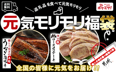 【元気モリモリ福袋】職人手焼きうなぎ蒲焼き2尾＆豚ロースステーキ6枚_AC-3305_(都城市) 豚肉 鰻 国産 うなぎの蒲焼 2尾 タレ付き 麹味噌漬け豚ロース肉 6枚