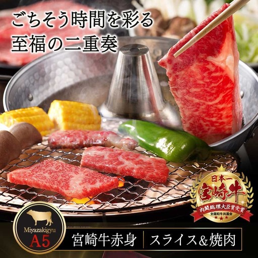 宮崎牛(A5)赤身600gセット【化粧箱入り】_AC-0107_(都城市) 宮崎牛 牛肉 赤身 スライス 焼肉 各300g×1パック 化粧箱入り ギフト 贈答用