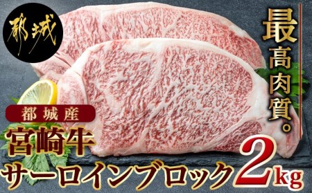 宮崎牛サーロインブロック2kg_DI-2502_(都城市) サーロインブロック 1kgブロック×2 ステーキ 2キロ 国産牛 A4ランク 4等級 キャンプで豪快に 3大会連続内閣総理大臣賞受賞 ギフト 贈答用