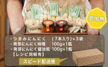 スーパーフード!つまみにんにく&ディップセット ≪みやこんじょ特急便≫_AA-C902_(都城市) 発芽にんにく味噌/発芽にんにく醤油糀 国産にんにく レシピ入り にんにく特有のにおい残りが少ない 冷蔵配送