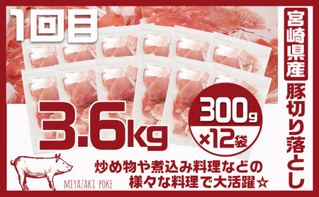 使い勝手抜群☆豚肉＆鶏肉の万能定期便(3ヶ月)_T24(3)-9201_(都城市) 切り落とし/ウデ/モモ 宮崎県産 若鶏もも肉切り身 都城産「観音池ポーク」 ミンチ 真空パック 201