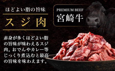 都城産宮崎牛赤身モモステーキ500g＆牛スジ肉1kg_21-4201_(都城市) 都城産宮崎牛 赤身モモステーキ 250g×2枚 牛スジ肉（真空）500g×2袋 宮崎牛 牛肉 モモ ステーキ ギフト 贈答用