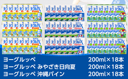 ◆期間限定◆ヨーグルッペとみやざき日向夏＆沖縄パイン54本セット_13-2302_(都城市) 期間限定 乳製品 乳酸菌飲料 ヨーグルッペ みやざき日向夏 沖縄パイン ご当地ドリンク 3種類 54本 デーリィ南日本酪農