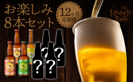 12ヶ月定期便　宮崎ひでじビール　お楽しみ8本セット　N073-ZH035