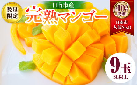 数量限定 日南市産 完熟 マンゴー 2L以上×9玉 フルーツ 果物 人気 国産 完熟マンゴー 食品 デザート 産地直送 送料無料_HH1-23