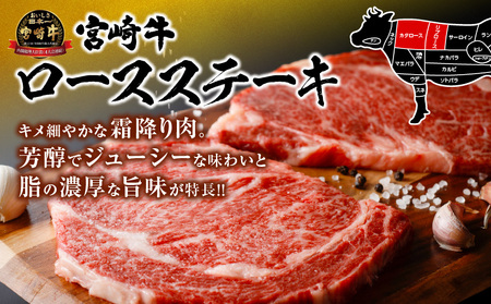 【ふるなび限定】生産者応援 宮崎牛 ロースステーキ 2枚(計500g) 牛ロースカブリ 切り落とし 霜降り サーロイン リブロース 牛肉 黒毛和牛 ミヤチク 国産 焼肉 BBQ おかず 人気 おすすめ ギフト 贈り物 冷凍 宮崎県 日南市 送料無料 FN-Limited_C119-24-ZO