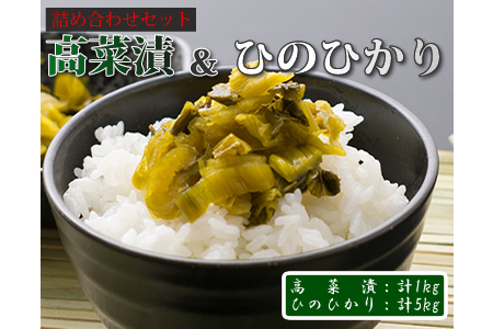 BD42-191 宮崎県産ひのひかり5kg&高菜漬け1kgセット