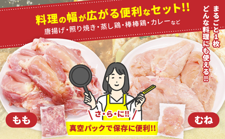 宮崎県産 若鶏 もも むね セット 合計2kg 肉 鶏肉 とり 鳥 国産 真空パック おすすめ 人気 詰め合わせ おかず お弁当 唐揚げ 照り焼き 蒸し鶏 チキンサラダ 棒棒鶏 ギフト 贈り物 贈答 お祝い 記念日 パーティー 日南市 送料無料_CA73-25