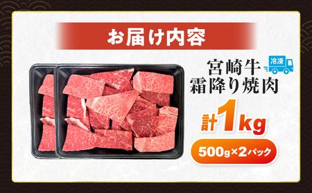 【令和8年2月配送】数量限定 宮崎牛 霜降り 焼肉 計1kg_DAV2-25-02