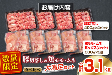 肉≪小分けで便利≫豚＆鶏(モモ・ムネ)大満足セット(合計3.1kg) B154-21