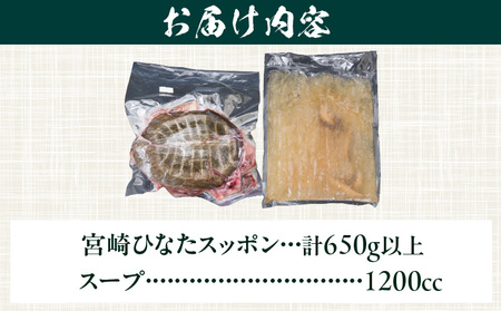 数量限定 絶品 宮崎 ひなた スッポン 鍋 セット 計650g以上 3～4人前 コラーゲン アミノ酸 ビタミン ミネラル 脂肪酸 タンパク質 食品 出汁 雑炊 簡単調理 疲労回復 健康志向 新鮮 贅沢 加工品 おすすめ 冷凍 ギフト 贈り物 国産 宮崎県 日南市 送料無料_DC23-24