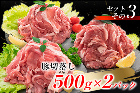 豚ロース 豚バラ 豚切り落とし セット 合計3kg 日南市産 豚 豚肉 国産 食品 スライス 3種 送料無料_CB67-23