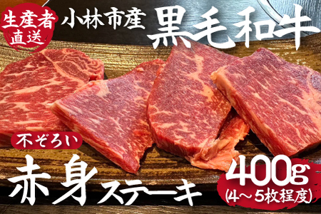 【DAS002・生産直売】小林市産黒毛和牛不揃い赤身ステーキ　４～５枚程度