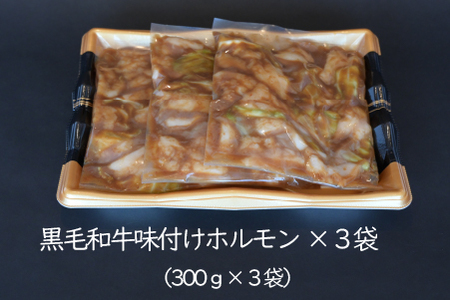 宮崎県産黒毛和牛濃厚味付けホルモン900g（ 牛 国産 ホルモン 300g 3パック 焼肉 炒め物）