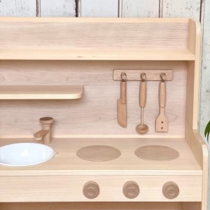 手作り木製玩具／ままごとキッチンノーマルハイタイプ（ナチュラル）