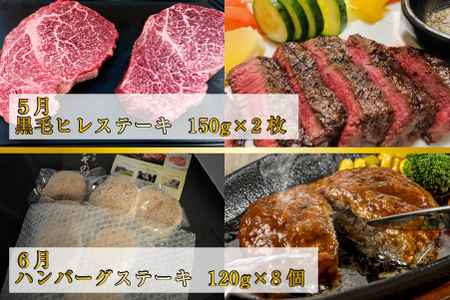 【ステーキ定期便】百名店ステーキコース 全6回（牛肉 黒毛和牛 ヒレ モモ サーロイン ロース ハンバーグ 赤身 希少部位 定期便） ステーキ 和牛ステーキ 牛肉ステーキ 国産ステーキ 定期便ステーキ