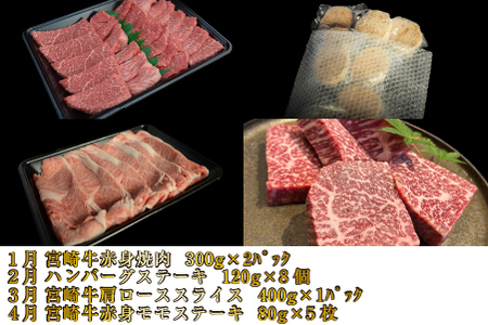【お肉の定期便】百名店 極コース 全12回（牛肉 和牛 黒毛和牛 宮崎牛 ステーキ シャトーブリアン モモ サーロイン 赤身 定期便） ステーキ 和牛ステーキ 牛肉ステーキ 国産ステーキ 定期便ステーキ