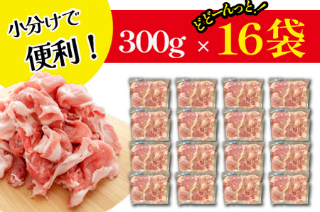 【年末限定受付！】ホエー豚 切り落とし 4.8kg（豚肉 豚 切り落とし こま切れ 小間切れ 小分け しゃぶしゃぶ）