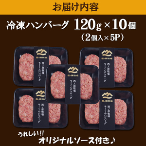 【自社ブランド黒毛和牛100%使用】モーくんハンバーグ 10個（牛肉 国産 牛肉100% ハンバーグ 惣菜 冷凍）