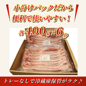 【数量限定】九州産 豚バラ スライス 2.4kg（ 国産 豚 豚肉 豚バラ しゃぶしゃぶ 小分け バラ 大容量 冷凍 ）