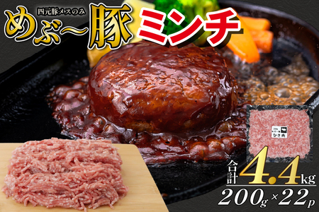 【地元ブランド豚】めぶ～豚 豚ミンチ 4.4kg（豚肉 白豚 豚 肉 お肉 ミンチ ミンチ肉 ひき肉 挽肉 ハンバーグ）