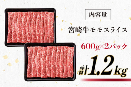 【畜産農家応援】 牛肉 宮崎牛 モモスライス 600g 2p 計1.2kg [ミヤチク 宮崎県 日向市 452061595]