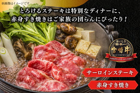 牛肉 宮崎牛 サーロインステーキ 200g ＆ 赤身 すき焼き肉 300g 計500g [YAMATO 宮崎県 日向市 452061445]