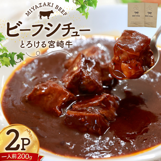ビーフシチュー レトルト 宮崎牛ビーフシチュー 2p セット [福元洋食店 宮崎県 日向市 452061471]