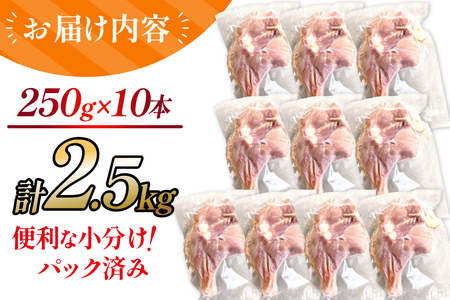 鶏肉 業務用 宮崎県産 若鶏 骨付きもも 250g 10本 セット [TRINITY 宮崎県 日向市 452061341] 
