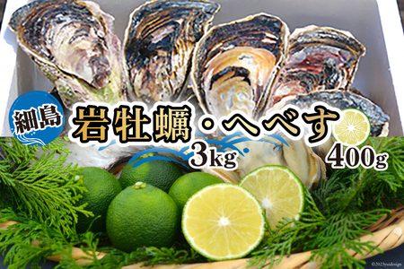 【期間限定発送】岩牡蠣 殻付き 細島 岩ガキ 約3kg 日向特産 へべす 400g セット [道の駅日向 宮崎県 日向市 452061390]