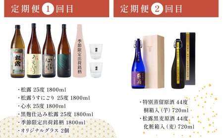 KU076 【定期便・全5回】松露酒造逸品揃え定期便5回コース 串間市の逸品を飲み比べ【松露酒造】