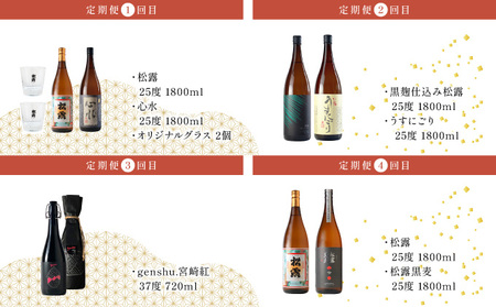 KU078 【定期便・全12回】松露酒造 10銘柄を楽しむ年間定期便 12回コース 計22本 串間市の逸品を飲み比べ【松露酒造】【KU078】