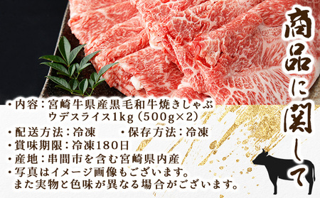 KU517 宮崎県産黒毛和牛ウデ焼きしゃぶ500g×2パック　合計1kg