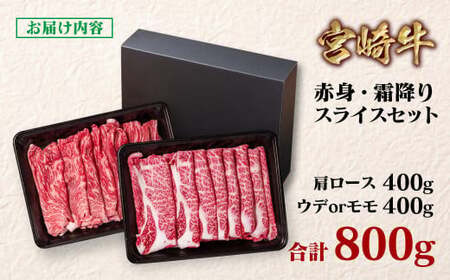 【宮崎牛】赤身霜降りすきしゃぶ800g 4等級以上 国産牛肉<1.8-16>Y