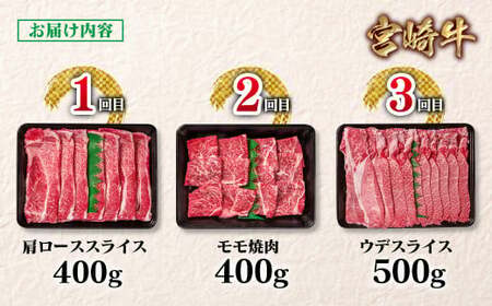 2月発送開始【定期便】宮崎牛 6回定期便 焼肉 すき焼き ステーキ ブランド牛 A４～A5等級 内閣総理大臣賞4連覇＜7-10＞Y