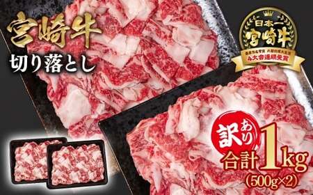 【宮崎牛】訳あり切り落とし1kg　4等級以上　国産牛肉＜1.6-32＞Y