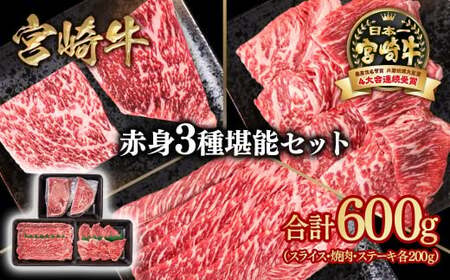 宮崎牛 赤身堪能セット 計600g 小分け200g×3 ブランド牛 A4~A5等級 内閣総理大臣賞4連覇<1.5-27>Y