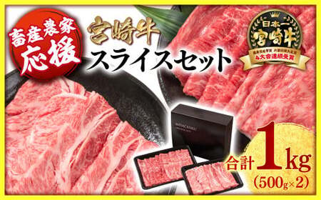 2月発送【畜産農家応援】宮崎牛肩ロース＆モモすき焼き1kg（500g ×2）牛肉 4等級以上 スライス 鉄板焼肉 ブランド牛 ミヤチク 内閣総理大臣賞4連覇＜1.8-20＞すき焼肉 すき焼き肉 ●