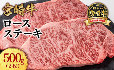 宮崎牛ロースステーキ2枚 計500g 牛肉 ステーキ 高級部位 ブランド牛 ミヤチク 内閣総理大臣賞4連覇＜1.8-21＞●