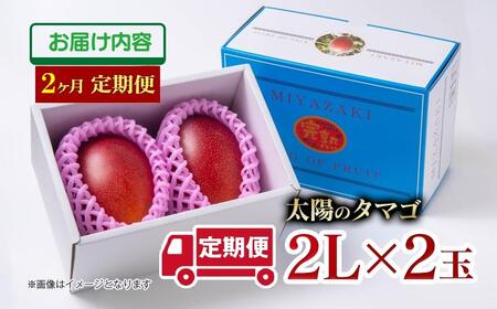 【２カ月定期便】先行予約　最高級ブランド『太陽のタマゴ』2L×2個×２回【糖度15度以上】宮崎県西都市産完熟マンゴー＜7.5-13＞宮崎マンゴー 果物 フルーツ 甘い