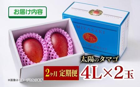 【２カ月定期便】先行予約　最高級ブランド『太陽のタマゴ』4L×2個×２回【糖度15度以上】宮崎県西都市産完熟マンゴー＜10-18＞宮崎マンゴー 果物 フルーツ 甘い