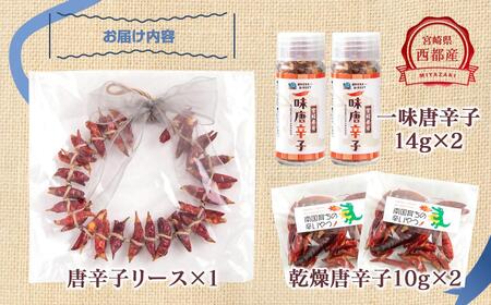 乾燥唐辛子（鷹の爪）・一味唐辛子・唐辛子飾り（リース）セット＜1-297＞ 鷹の爪