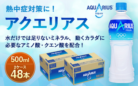 アクエリアス 500mlPET×24本入×2ケース 合計48本 AQUARIUS スポーツ飲料 スポーツドリンク コカコーラ ジュース カロリーオフ ペットボトル熱中症対策 水分補給 送料無料
